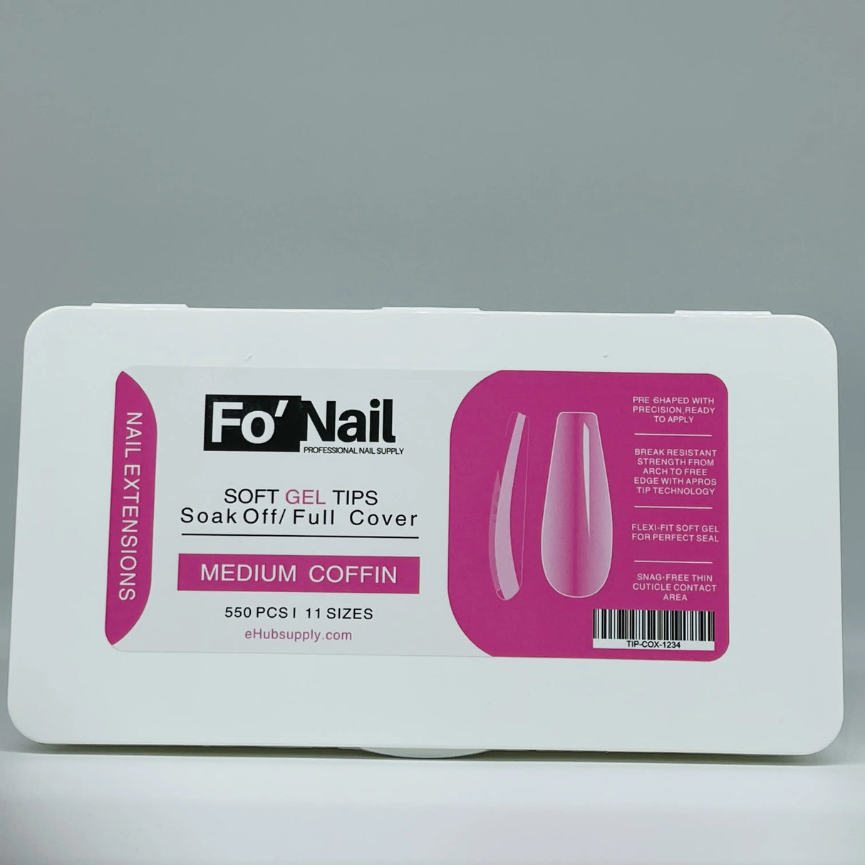 Nail Tip - Gel X - Medium Coffin Shape- 1234 ( 550 pcs)
