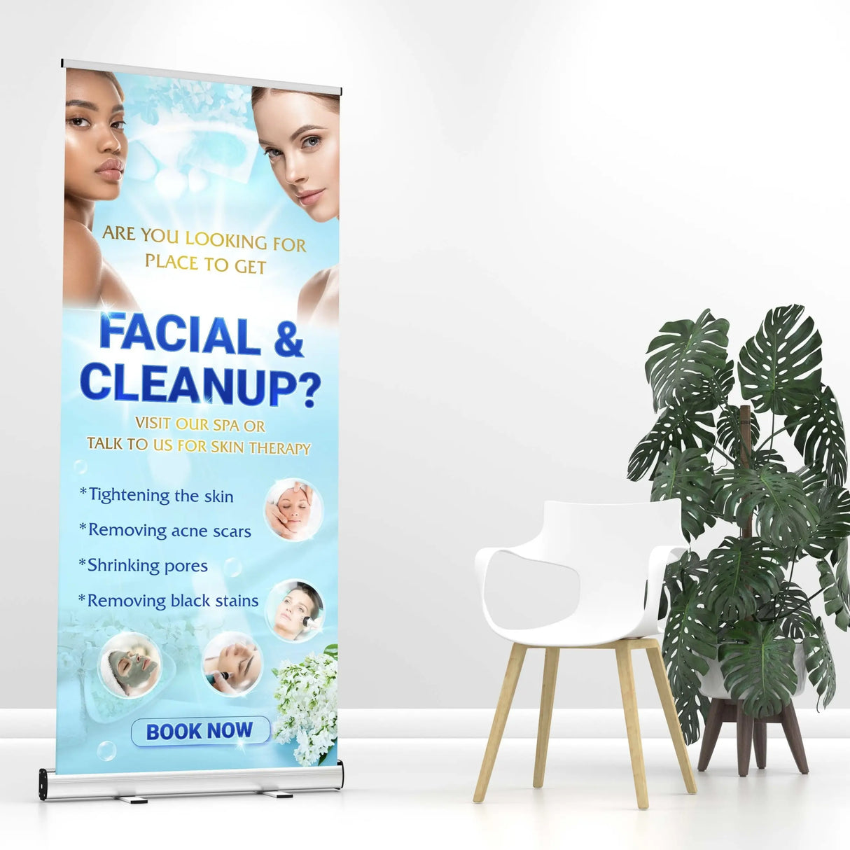 Skin Care Banner Retractable Skincare skincare (Blue)