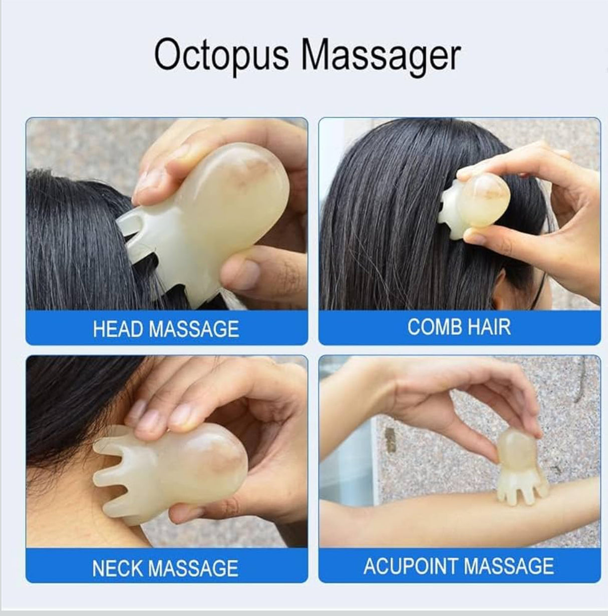 2 Pcs Octopus Head Massager Comb, Point Massage Comb, Back Neck and Back Manual Deep Massage tools Head Spa Headspa Facial