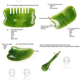 7 Pcs SPA Scraping Massage Tool, Jade Tool for Body Face Back Leg Head Muscle Release and Tension Relief (Green)