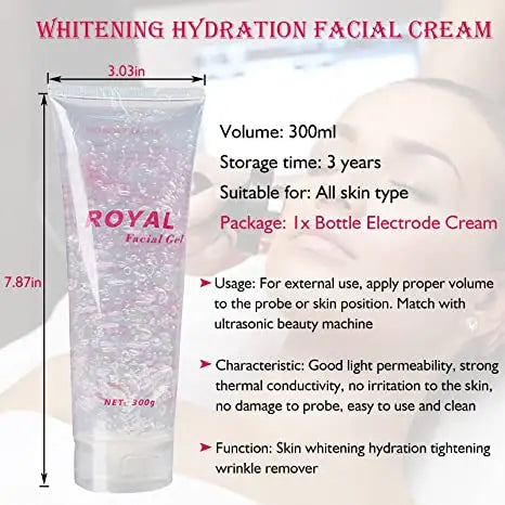 Royal Facial Gel - Ultrasound Clear Gel for RF Facial Machine, Firm Anti Aging, Moisturizing, Gentle Hydrating Sensitive, Face Tightening Cream - 300g ( 300ML)