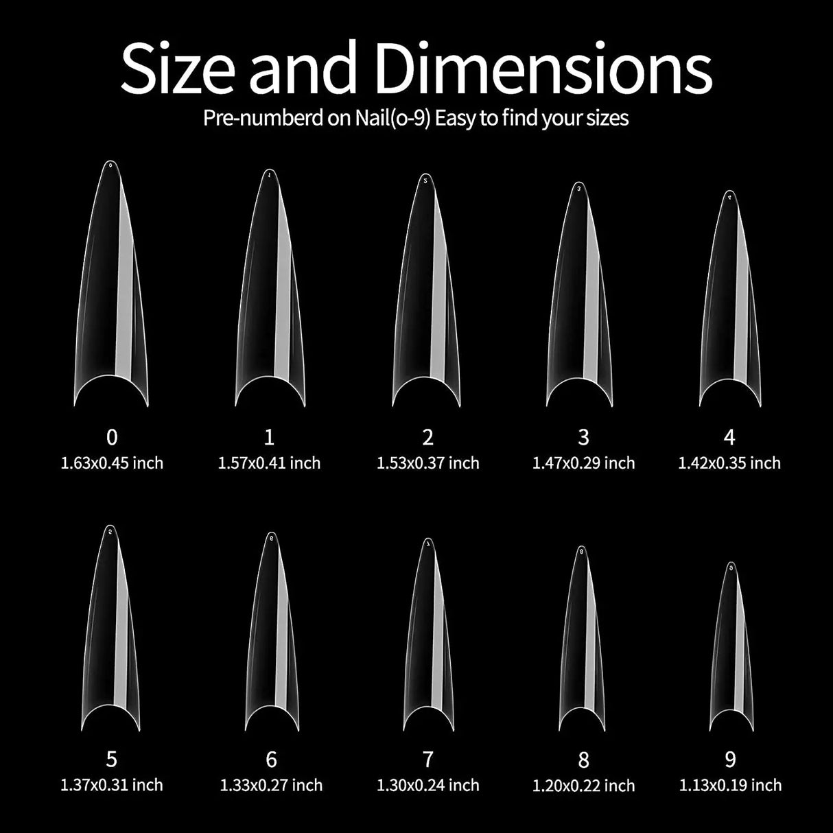 Acrylic Medium Stiletto Nail Tips 600pcs