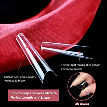 Extra Long Coffin Nail Tips- Clear (600pcs)