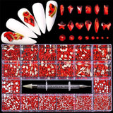 Cuawan Nail Rhinestones - Professional Nail Crystal Kit, Multi Shapes Glass Crystal