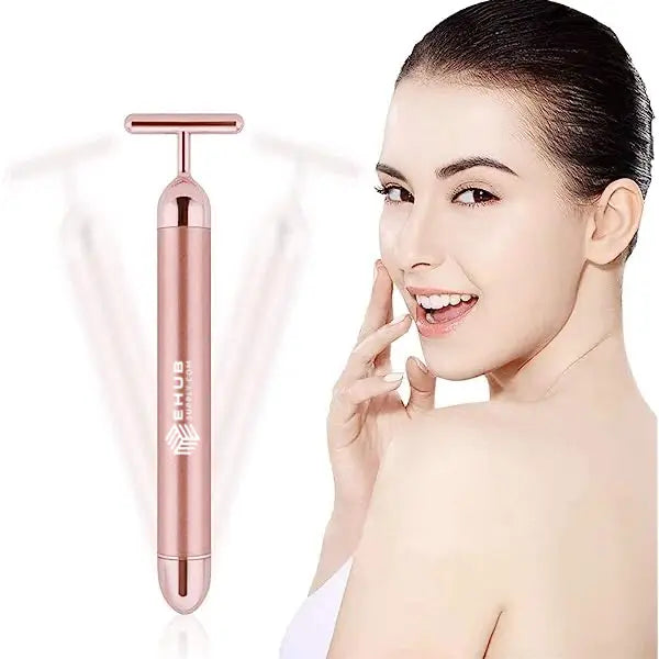 T-Shape Battery-Operated Vibrating Facial Stimulator Activator - Skincare Skin Care Facial Beauty Device