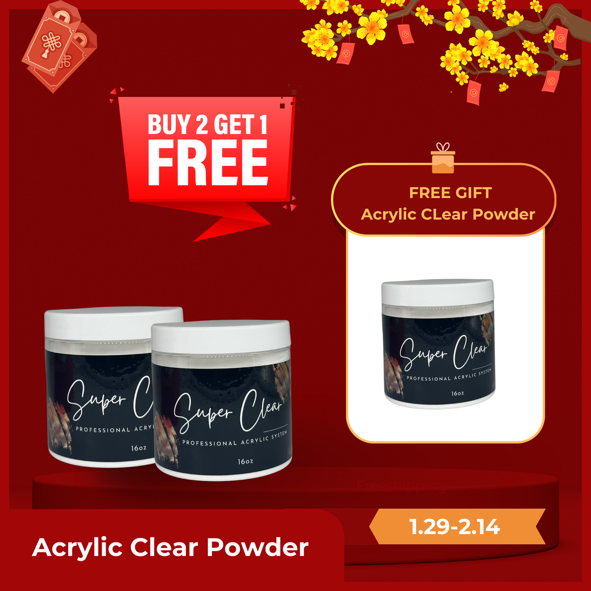 Super Clear Acrylic Nail Powder 16oz