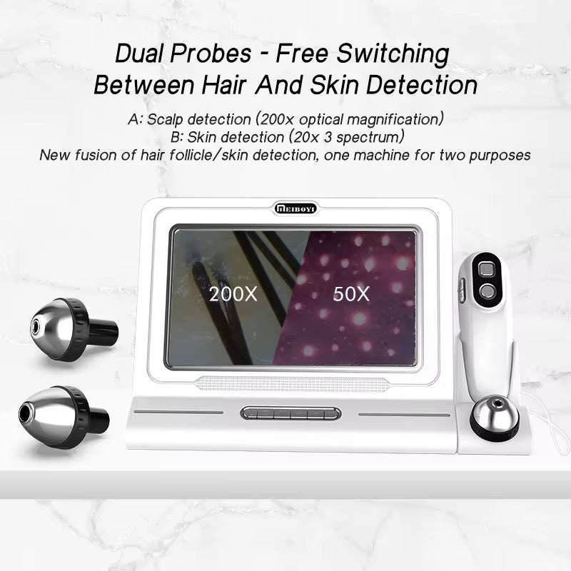 Lumeder Skin Diagnosis Hair Analyzer,11-inch Skin Scalp Detector MultiFunctional HairFollicle Analyser Machine,with 50x/200x DualHeads,Skin and Scalp Health Detection for Head Spa Headspa Facial and Salon Use (US)